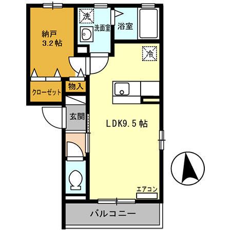 セジュールアキタミ(ワンルーム/2階)の間取り写真