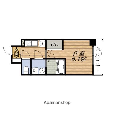 ESLEAD江坂アルテリア(1K/4階)の間取り写真