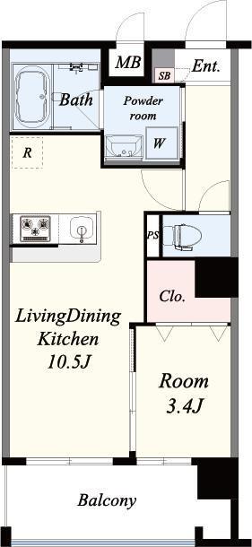 中条プレイス(1LDK/7階)の間取り写真