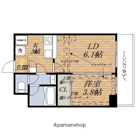FELIS塚本(1LDK/9階)の間取り写真