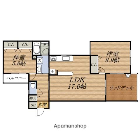 フローラル千里春日(2LDK/3階)の間取り写真