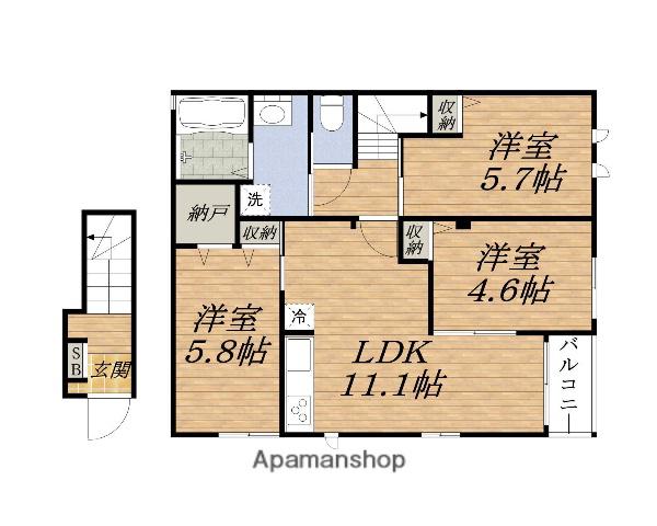 北桜塚 RESIDENCE(3LDK/2階)の間取り写真