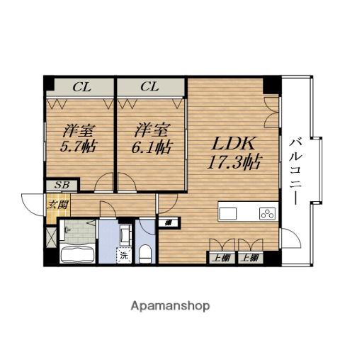 プロスパーみなみすいた公園(2LDK/8階)の間取り写真