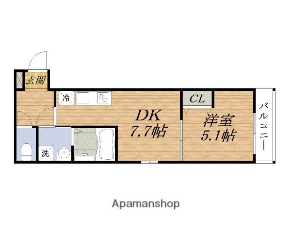 フジパレス下新庄駅東Ⅵ番館(1DK/1階)の間取り写真