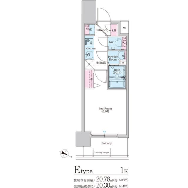 BPRレジデンス天満橋(1K/7階)の間取り写真