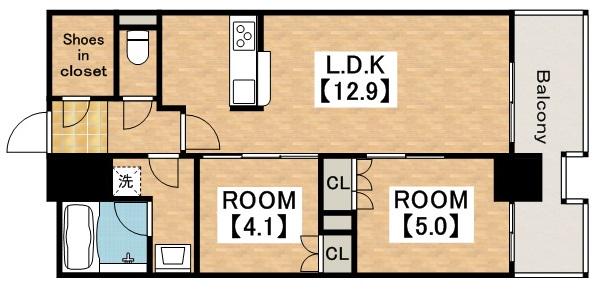 RJR堺筋本町タワー(2LDK/13階)の間取り写真