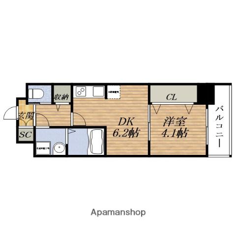 スプランディッド新大阪イースト(1DK/6階)の間取り写真