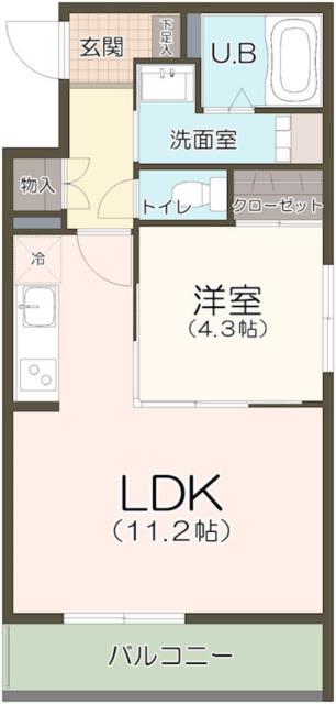 ヴァーダントM(1LDK/1階)の間取り写真