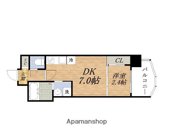 SERENITE西中島アリア2番館(1DK/5階)の間取り写真