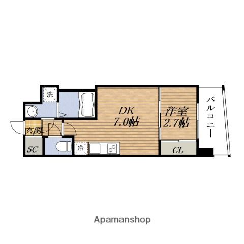 SERENITE西中島アリア1番館(1DK/8階)の間取り写真