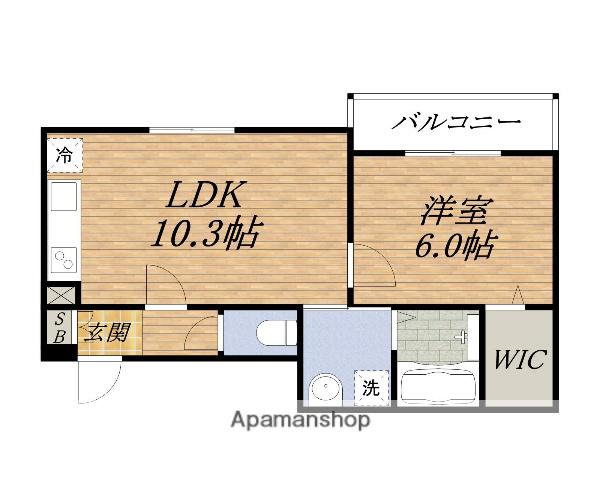 CASA UNO東淀川区東中島5丁目(1LDK/1階)の間取り写真