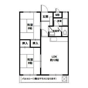 テネメント西田(2LDK/2階)の間取り写真