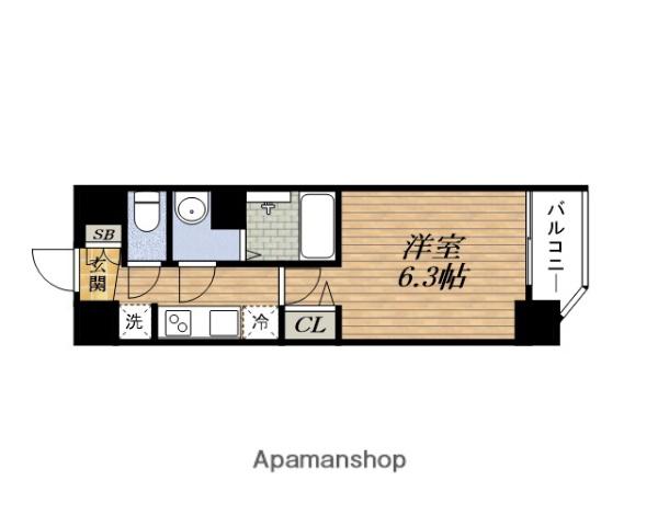 プレサンスブルーム東三国(1K/14階)の間取り写真