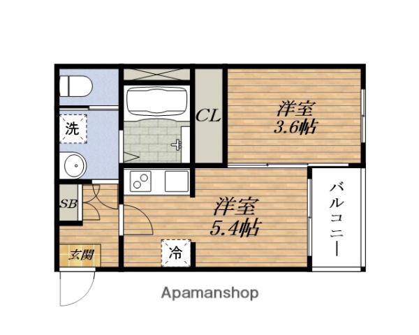 ボーテ淡路(1DK/2階)の間取り写真