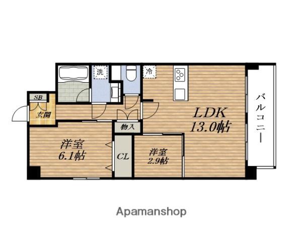 アンフィニ20VERDE(2LDK/4階)の間取り写真
