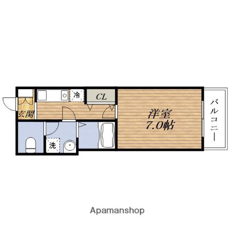 GRAND CASA緑地公園(1K/3階)の間取り写真