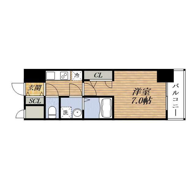 ライジングメゾン新大阪サウス旧コンフォリア・リヴ新大阪(1K/7階)の間取り写真