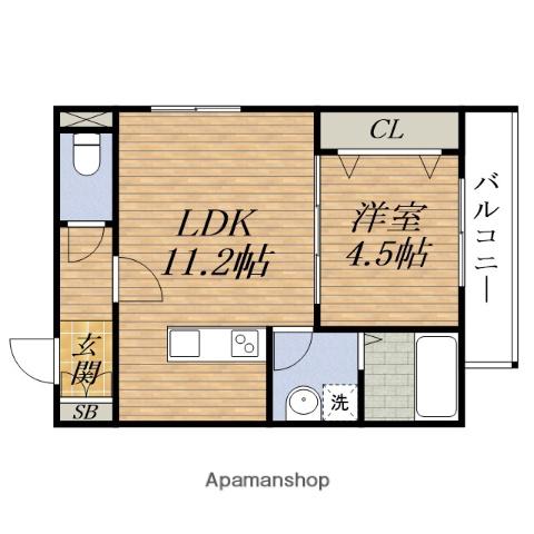 アーバンコート豊中(1LDK/3階)の間取り写真