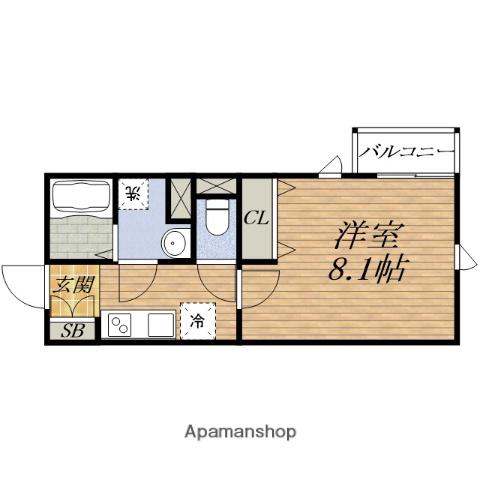 ベリッシモ曽根W4(1K/3階)の間取り写真