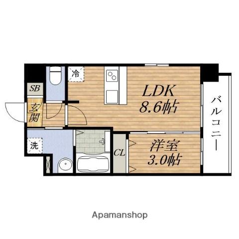 ESLEAD江坂アンムート(1LDK/3階)の間取り写真