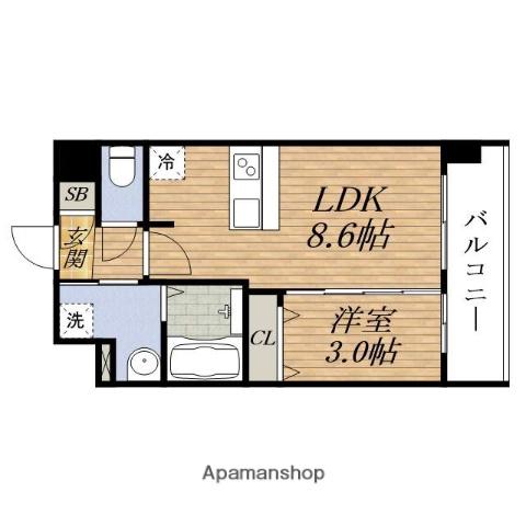 エスリード江坂アンムート(1LDK/6階)の間取り写真