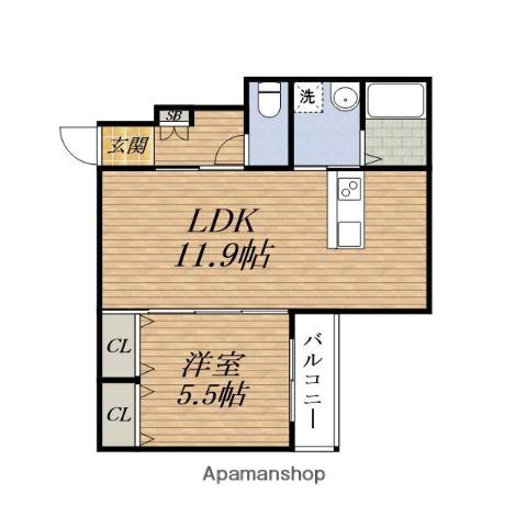 アークハイム吹田YAMATE(1LDK/2階)の間取り写真
