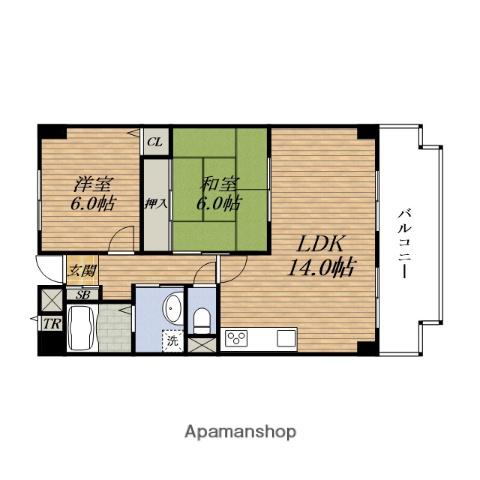 ルミエール桃山(2LDK/6階)の間取り写真
