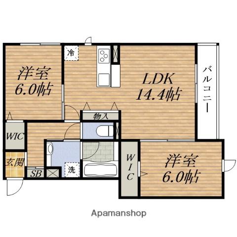 トリシアESAKA(2LDK/1階)の間取り写真