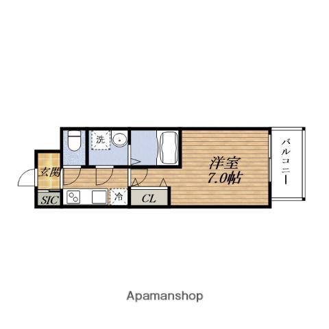 ATTIRANT西三国(1K/13階)の間取り写真