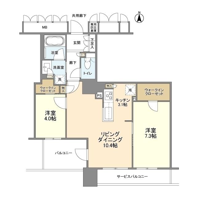 ブランズタワー大阪本町(2LDK/29階)の間取り写真