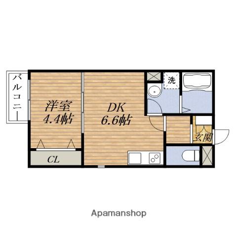 H AND P 緑地公園(1DK/1階)の間取り写真