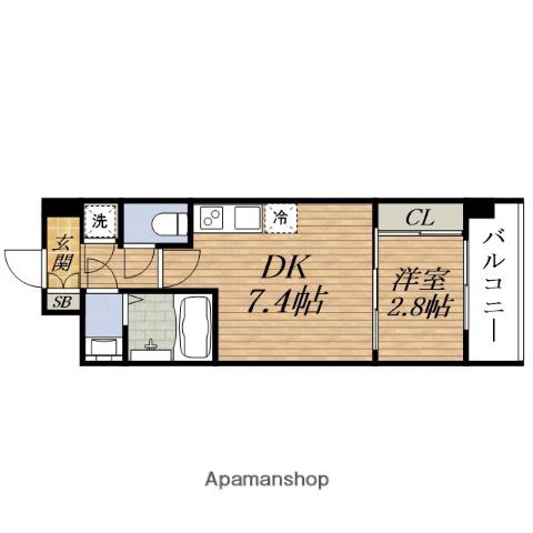 SERENITE江坂ミラク(1DK/6階)の間取り写真