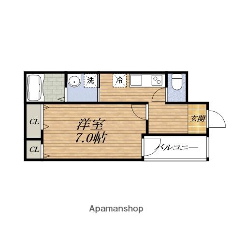 FUJIPALACE吹田垂水町Ⅲ番館(1K/2階)の間取り写真