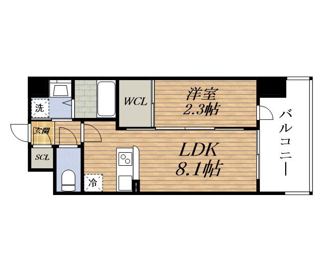 セレニテ十三ミラク(1LDK/8階)の間取り写真