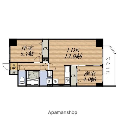 グリュックメゾンF豊中XV(2LDK/5階)の間取り写真