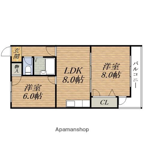 グランベガ緑地公園(2DK/4階)の間取り写真