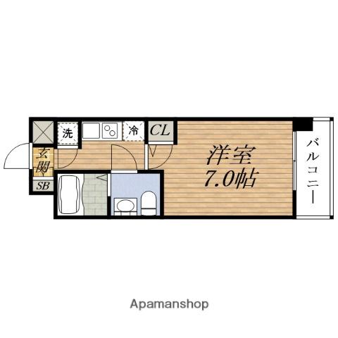 SERENITE東三国ミラク(1K/3階)の間取り写真