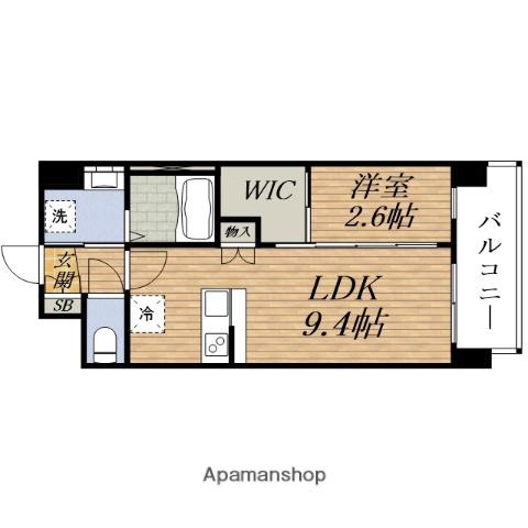 SERENITE東三国ミラク(1LDK/2階)の間取り写真