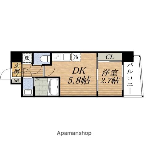 SERENITE東三国ミラク(1DK/4階)の間取り写真