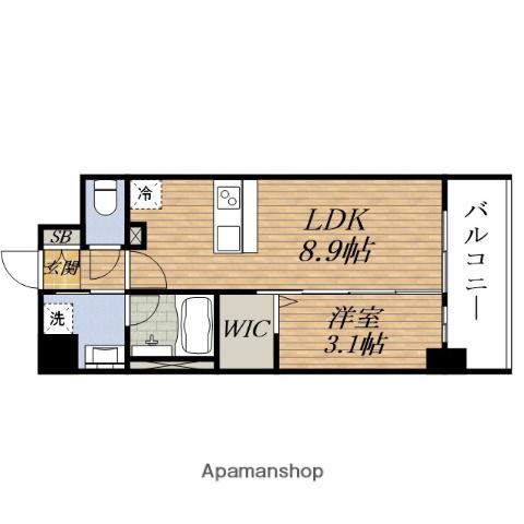 ファーストフィオーレESAKAGARDEN(1LDK/4階)の間取り写真