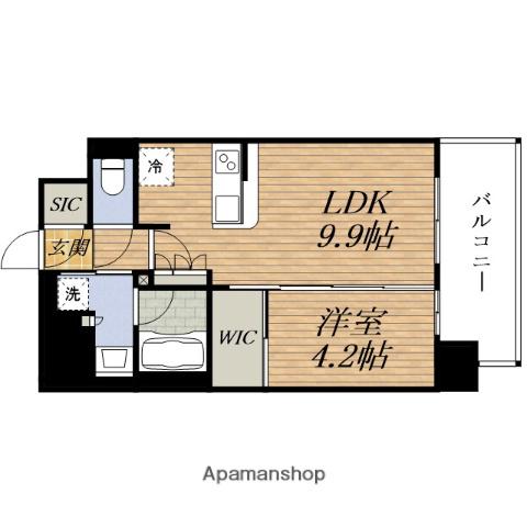 リヴィエールESAKA江の木公園(1LDK/11階)の間取り写真