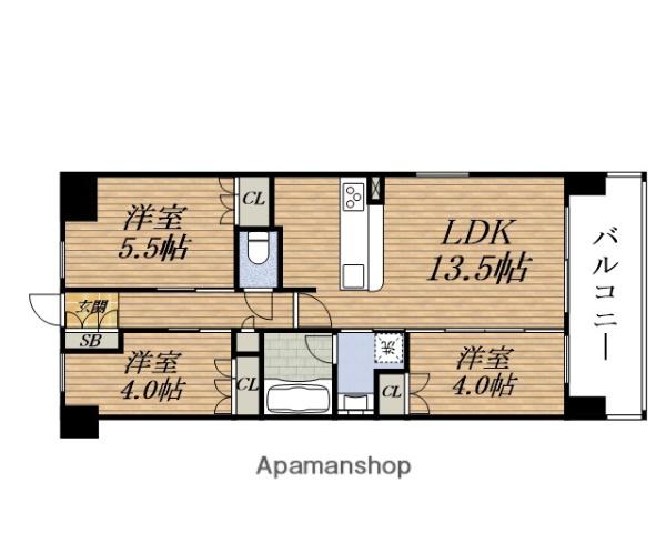 URBANPARK淡路(3LDK/4階)の間取り写真