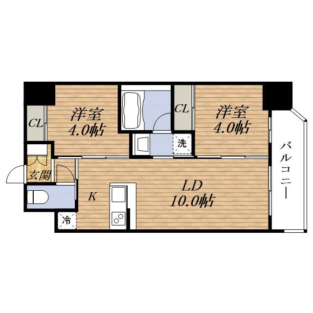 SERENITEフラン新大阪(2LDK/12階)の間取り写真
