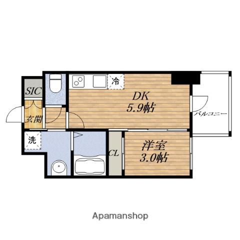 SERENITE新大阪グランデ シュッド(1DK/5階)の間取り写真