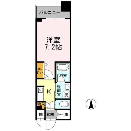 カスタリア堺筋本町(1K/4階)の間取り写真