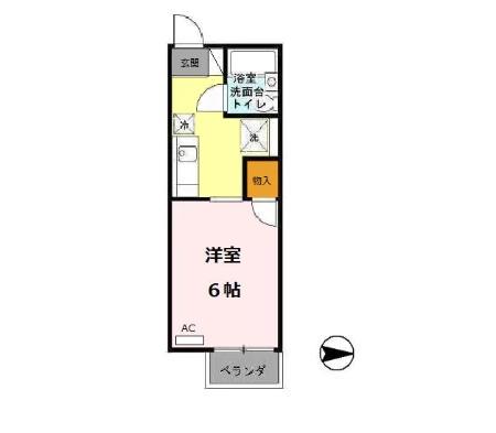 ジュネス阪本(1K/1階)の間取り写真