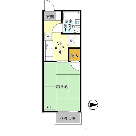 ジュネス阪本(1DK/2階)の間取り写真