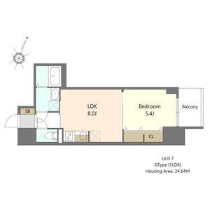 S-RESIDENCE阿波座BOUNCY(1LDK/2階)の間取り写真