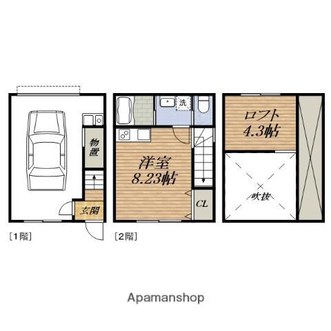 みのり稲ガレージハウス　Ｎ(ワンルーム)の間取り写真