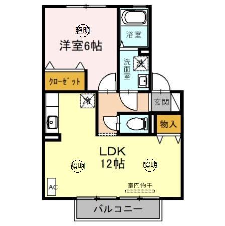 グランディール(1LDK/2階)の間取り写真